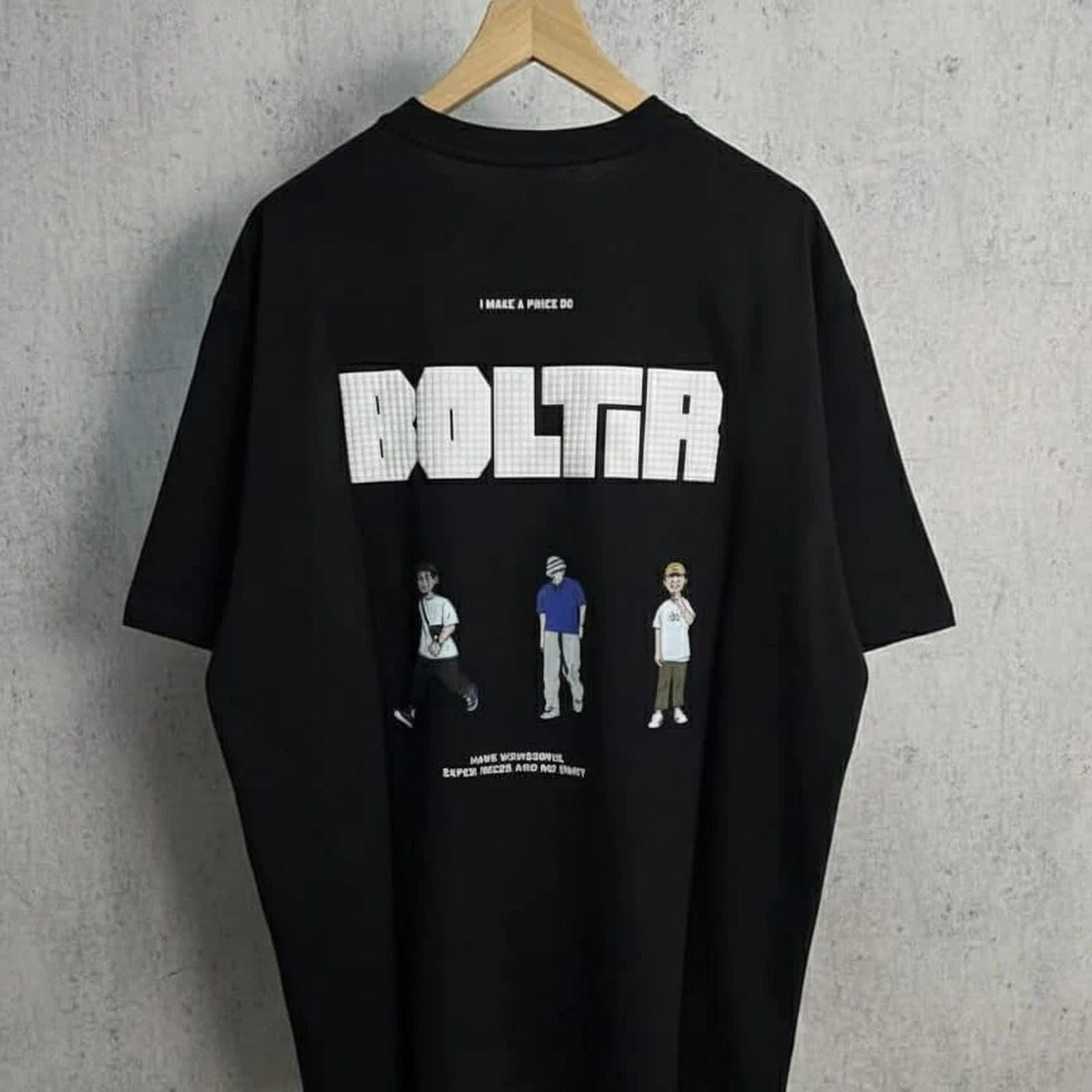 Solid black oversized t shirt printed back side 3 mens