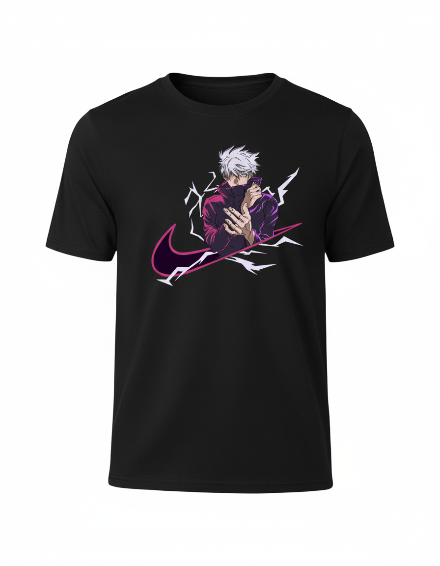 Solid black tshirt anime character gojo