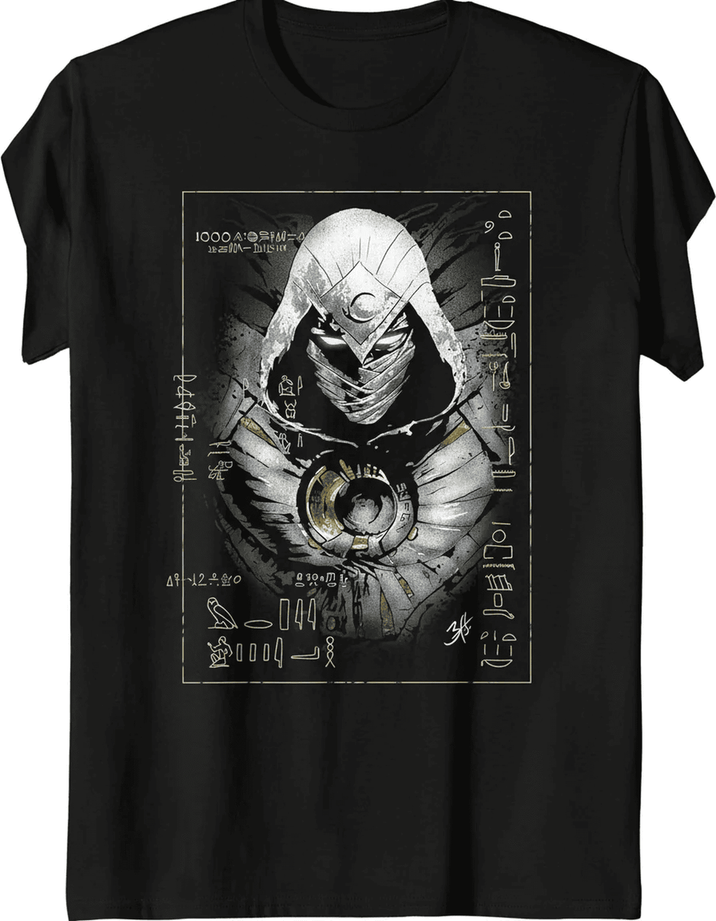Solid black tshirt printed famous character moon knight