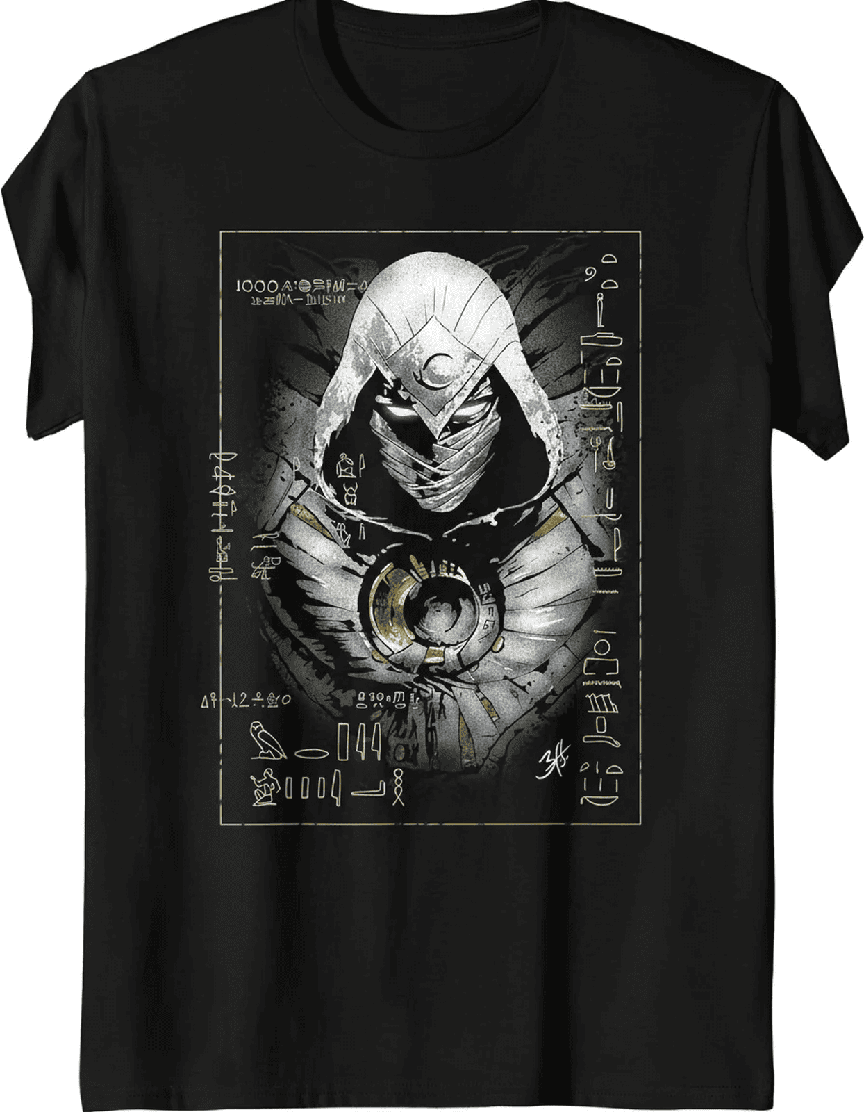 Solid black tshirt printed famous character moon knight