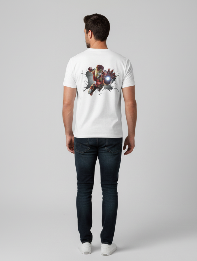 Iron man printed t-shirt white colour