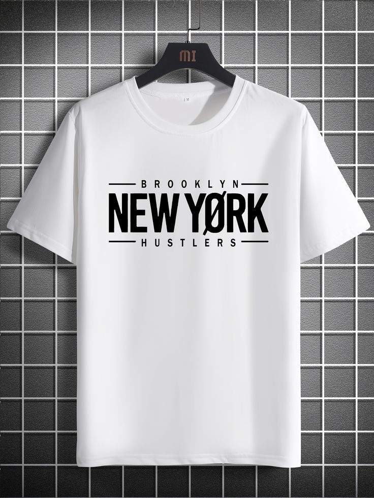 Solid white tshirt printed brooklyn new york hustler