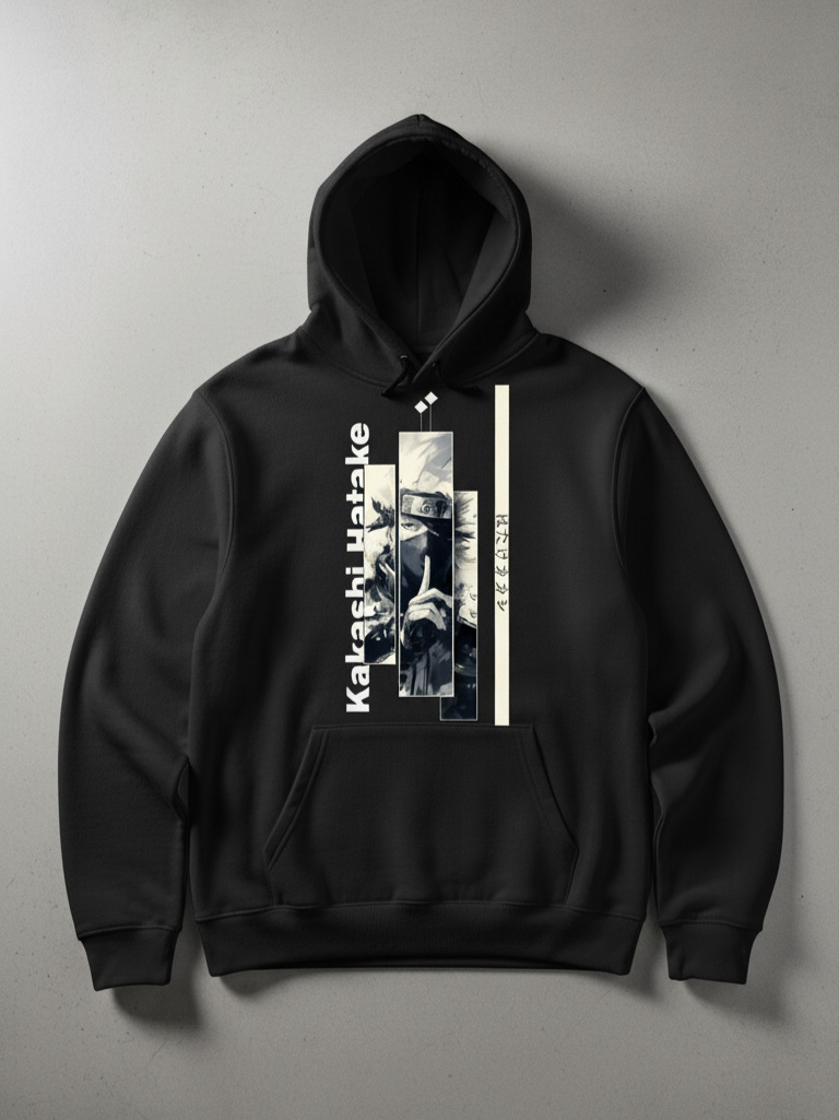 Premium hoodie for winters front side printed famous anime character kakashi hatake