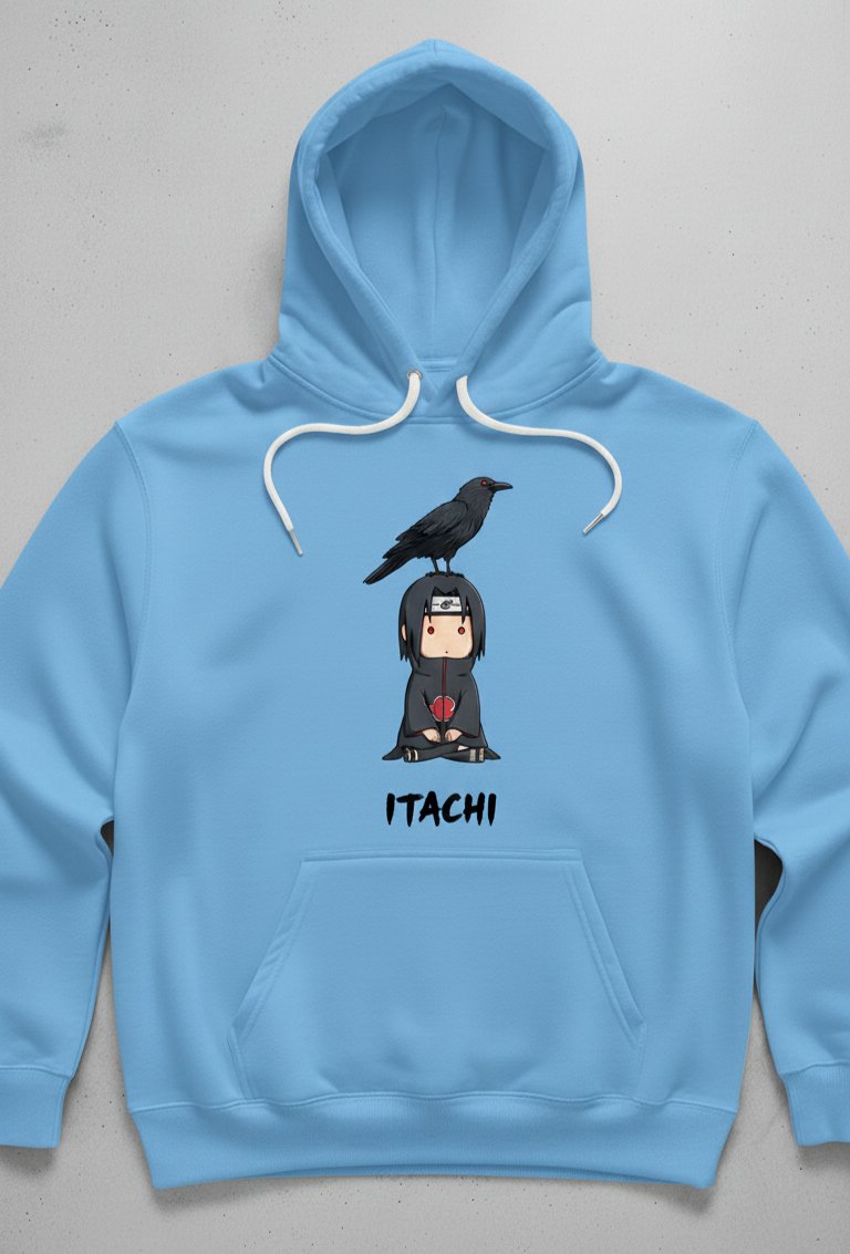 Premium hoodie for winters front side printed baby itachi & crow