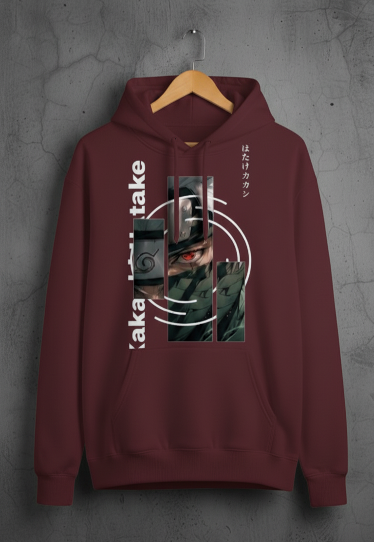 Premium hoodies for winters front side printed famous anime character kakashi hatake