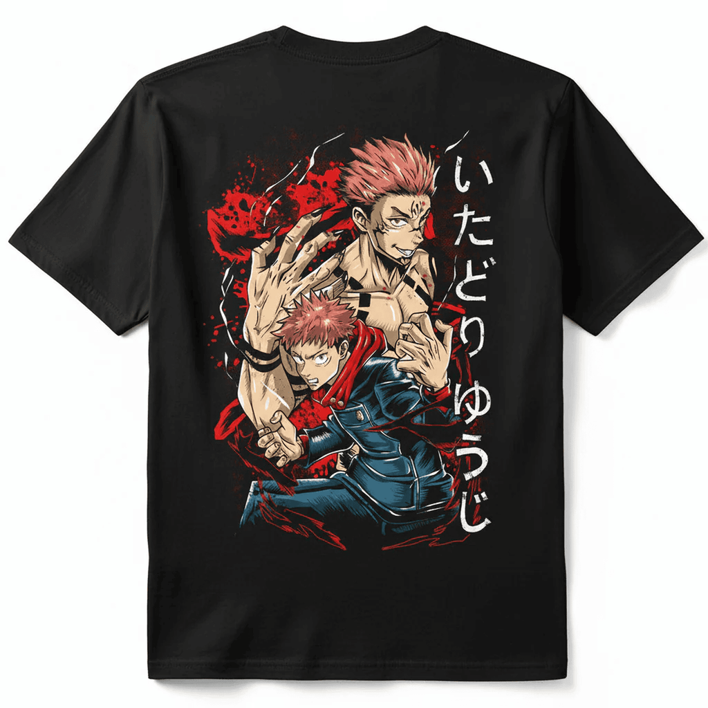 Solid black tshirt A stylized, serious-looking image of Satoru Gojo with his signature white hair and sunglasses.