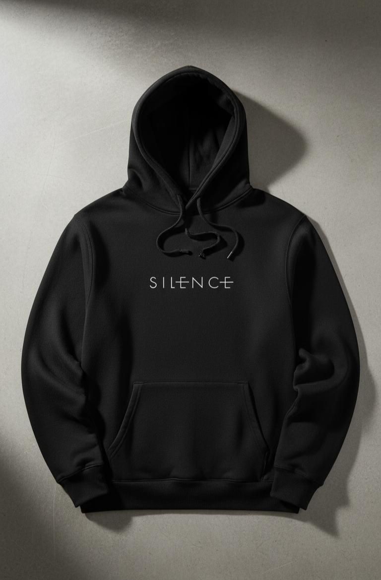 Premium hoodie for winters front side printed SILENCE