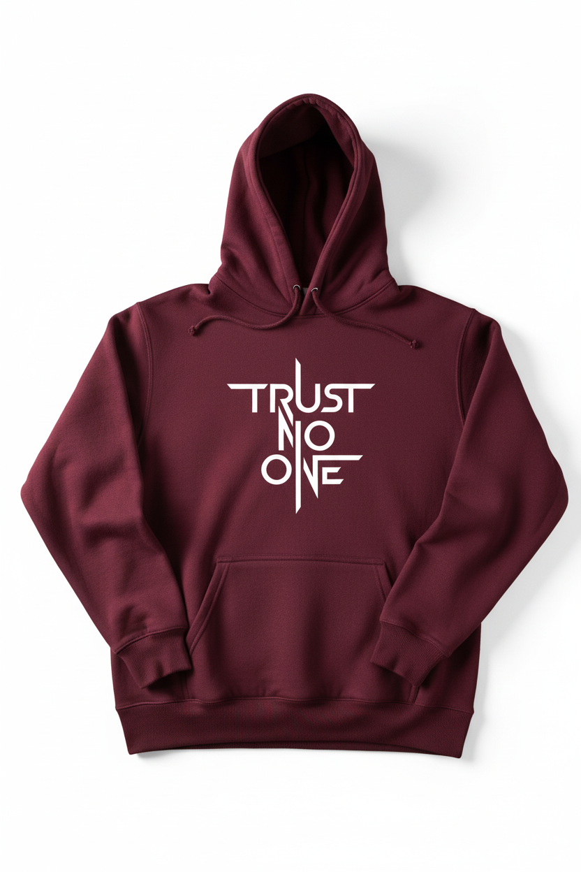 Premium winters hoodie front side printed trust no one