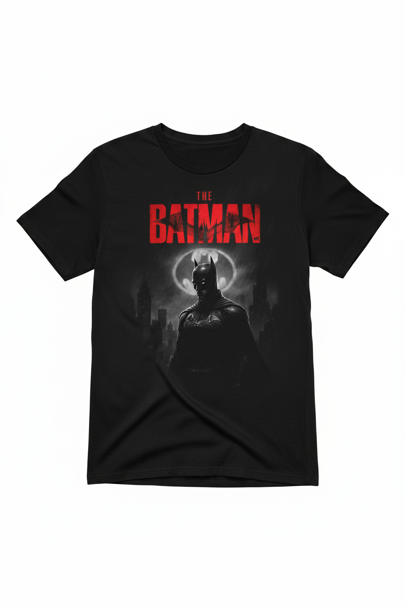 Solid black tshirt printed batman