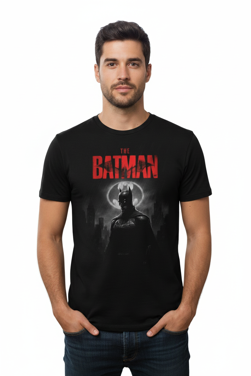Solid black tshirt printed batman