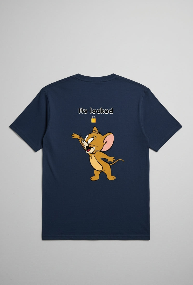 Solid dark blue tshirt printed tom&jerry cartoon