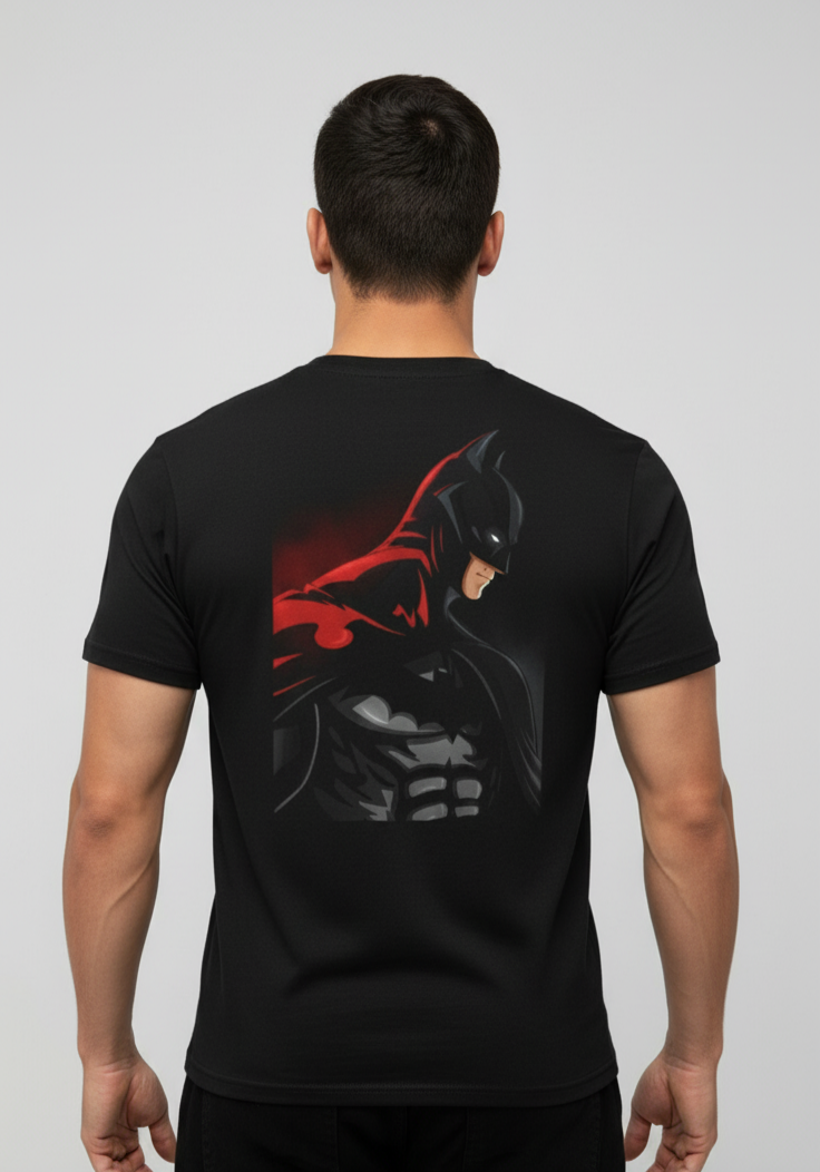 Solid black tshirt printed batman