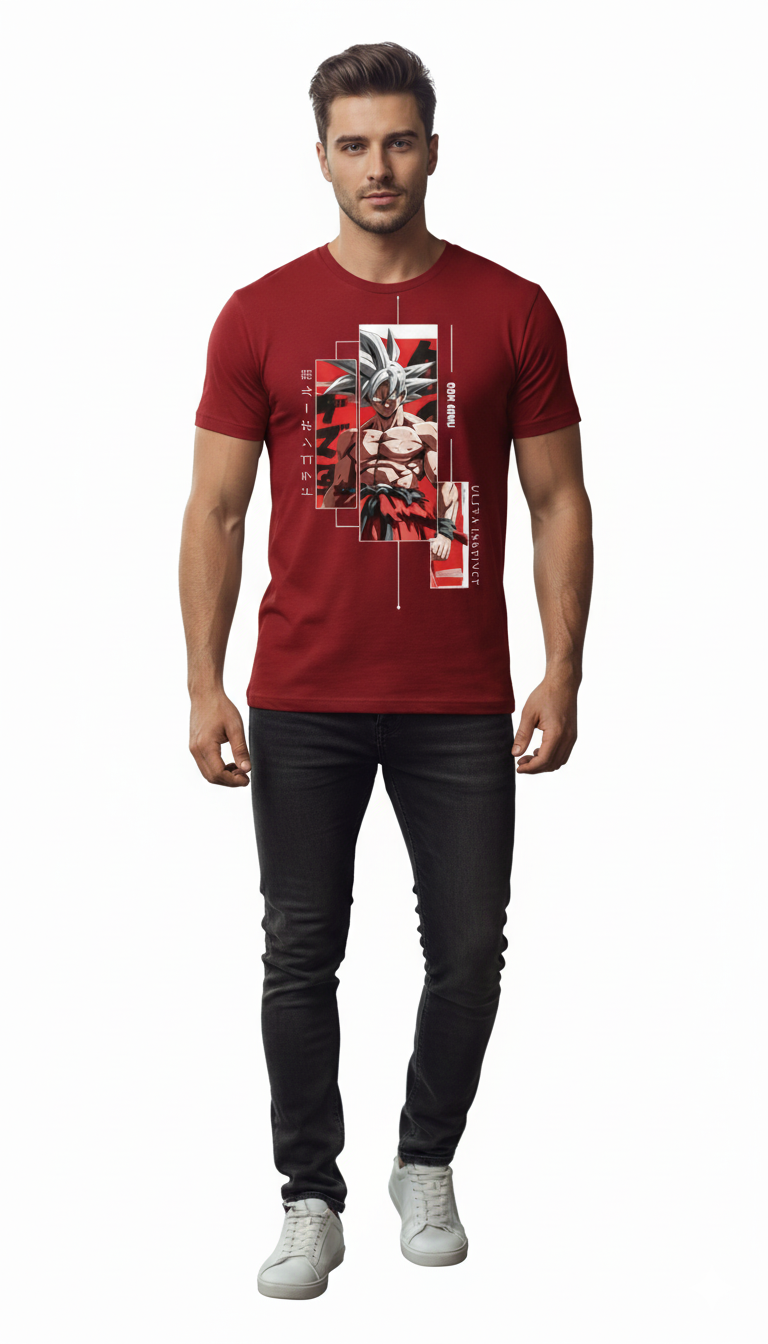Solid printed tshirt printed Goku anime character