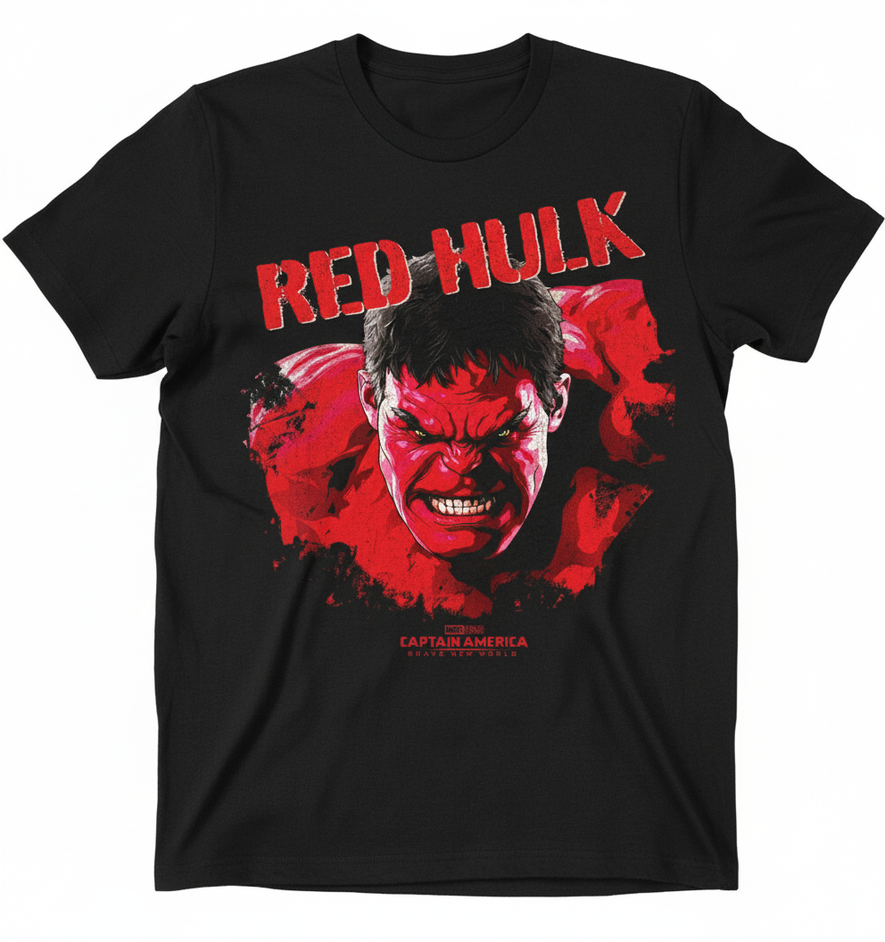 Solid black tshirt printed red hulk