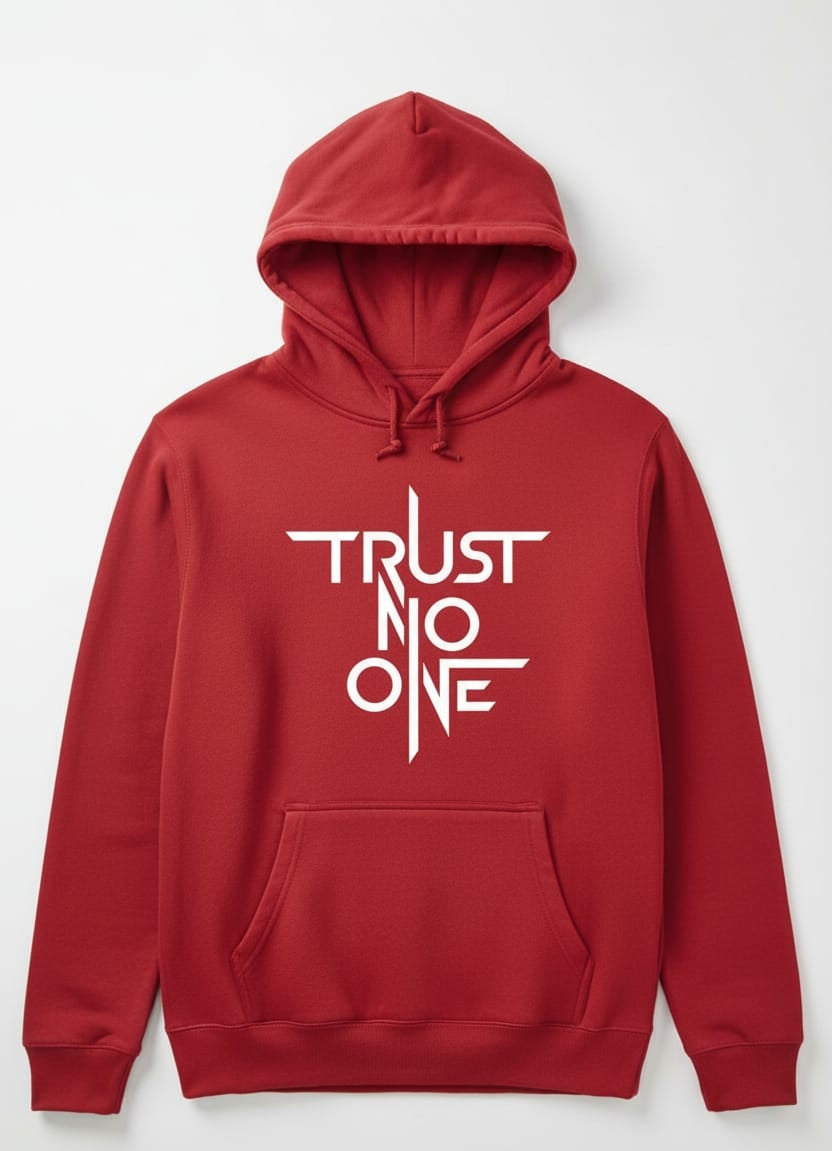 Premium winters hoodie front side printed trust no one
