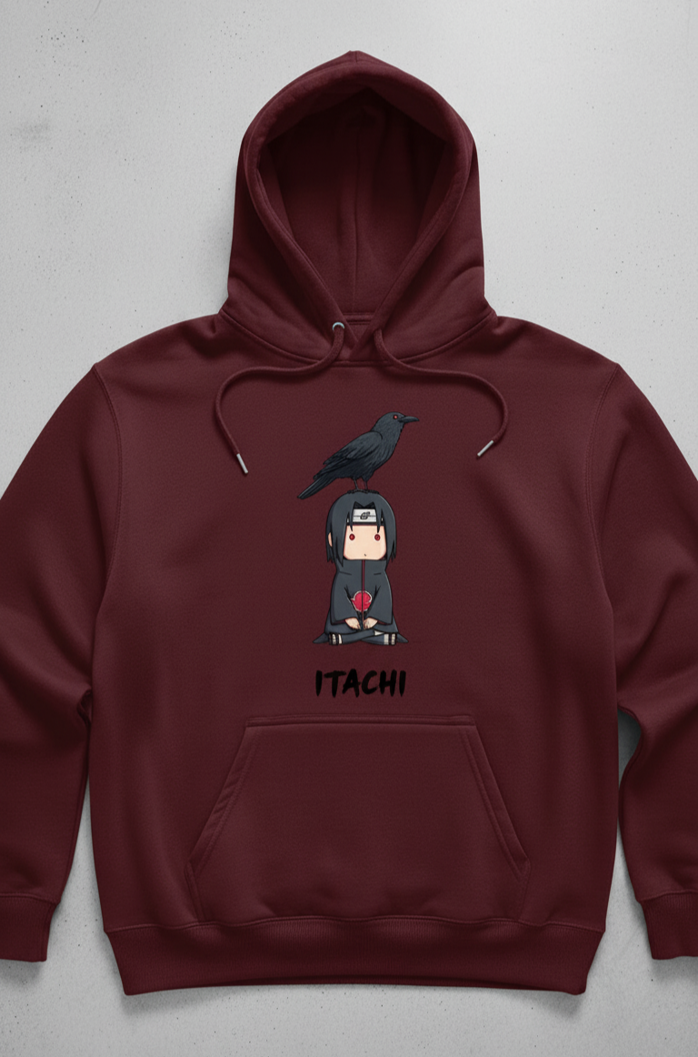 Premium hoodie for winters front side printed baby itachi & crow