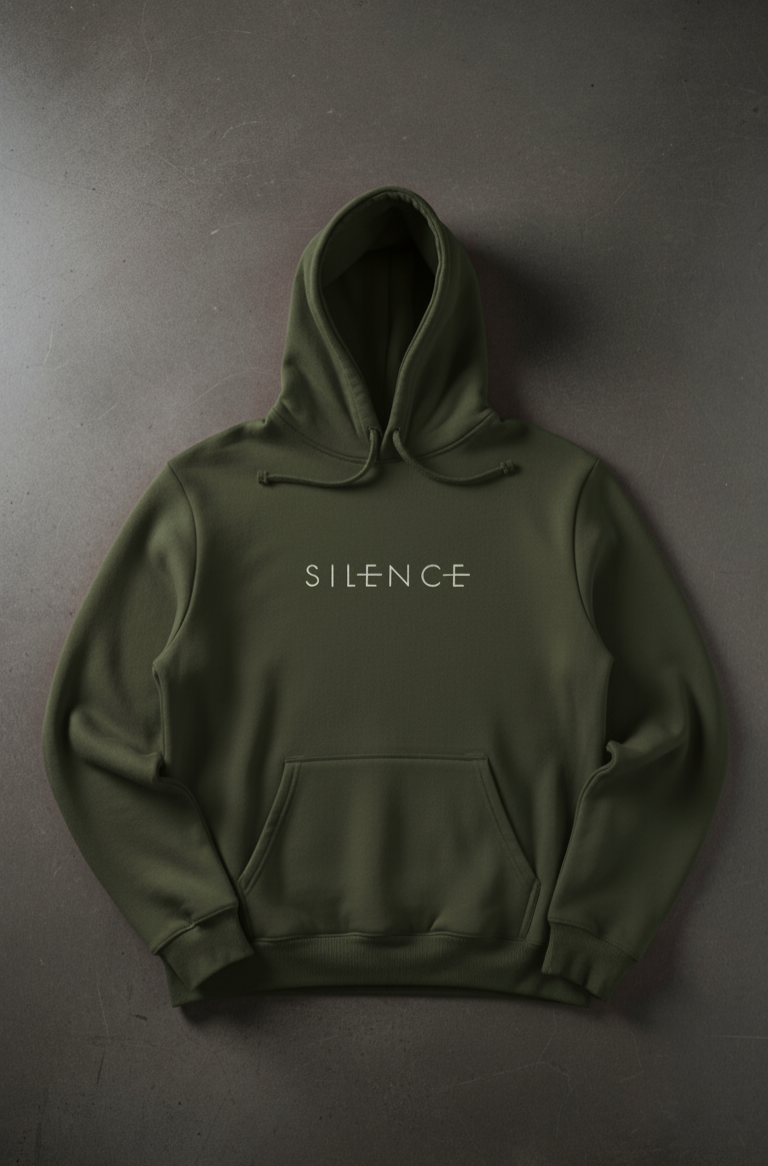 Premium hoodie for winters front side printed SILENCE