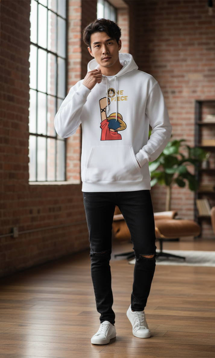 Premium hoodies for winters front side printed famous anime character manga one piece